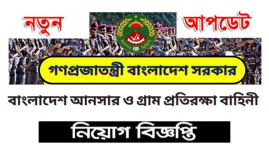 বাংলাদেশ আনসার ও গ্রাম প্রতিরক্ষা বাহিনী নিয়োগ ২০২৫